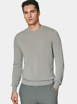 Maglia girocollo in cotone e seta
