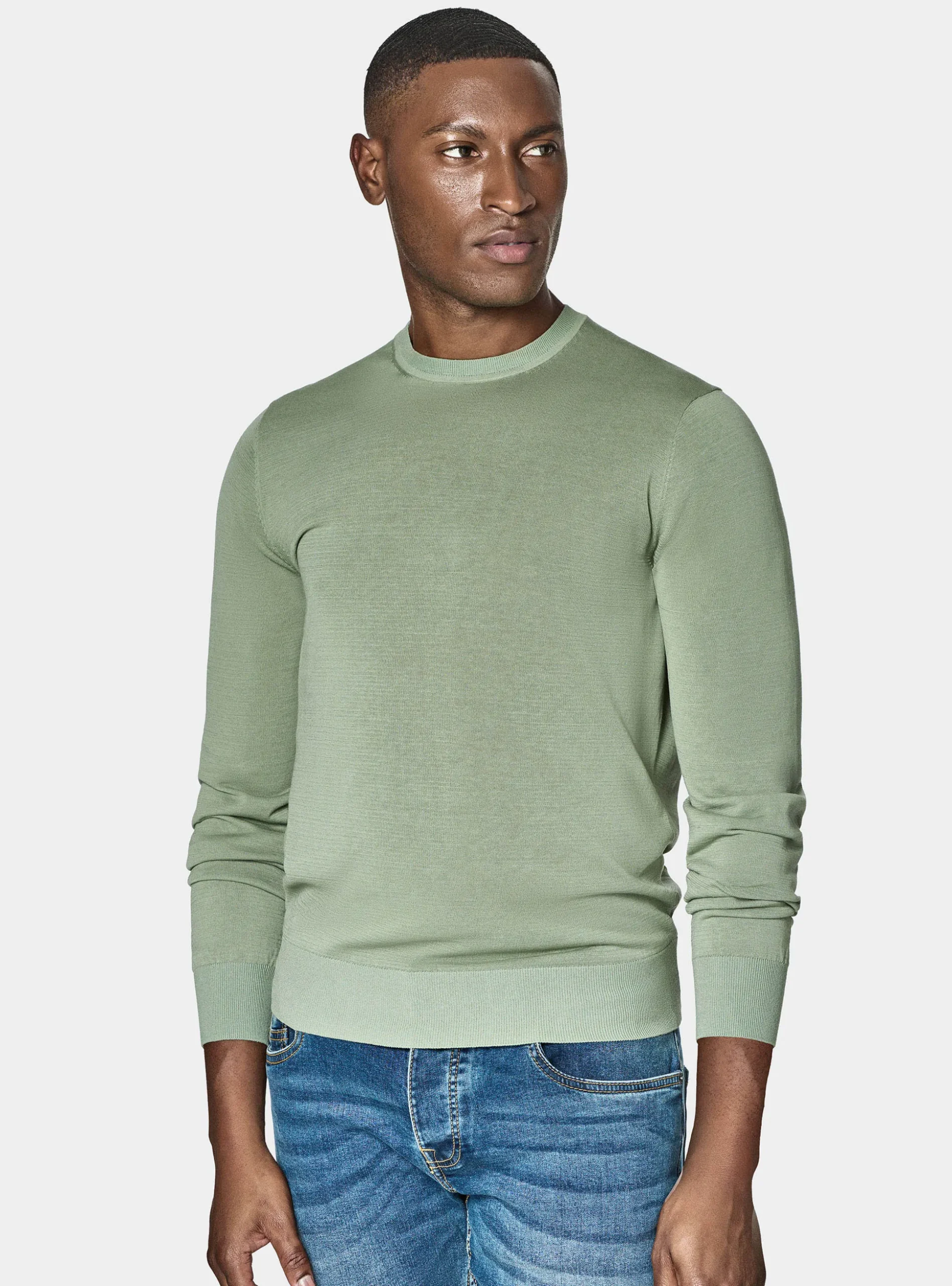 Maglia girocollo in cotone e seta