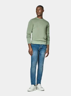 Maglia girocollo in cotone e seta
