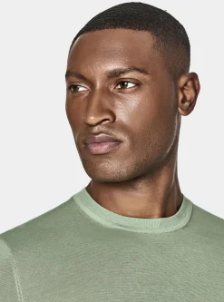 Maglia girocollo in cotone e seta