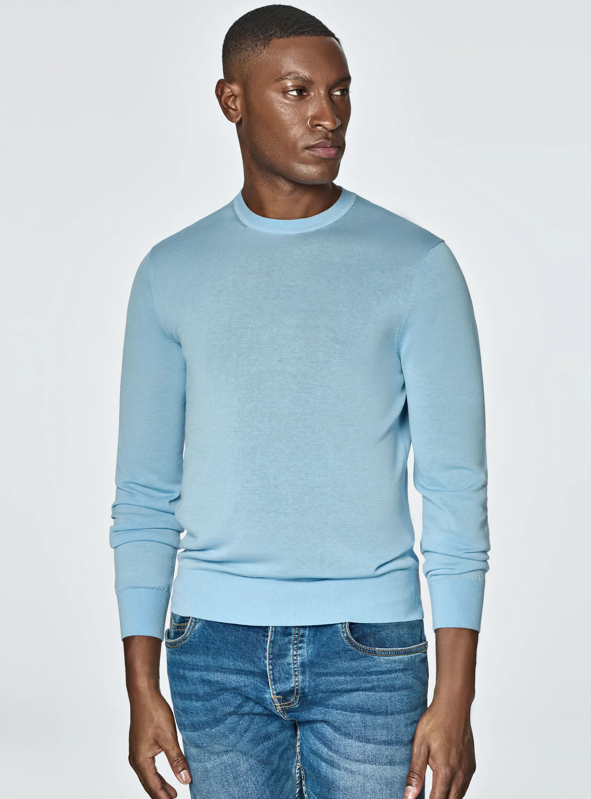 Maglia girocollo in cotone e seta