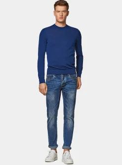 Maglia girocollo in cotone e seta
