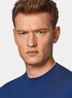 Maglia girocollo in cotone e seta