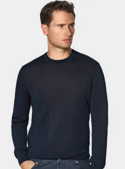 Maglia girocollo in cotone e seta