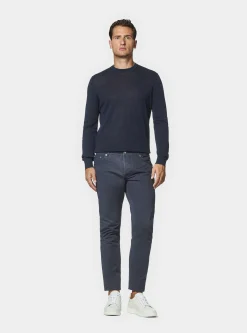 Maglia girocollo in cotone e seta