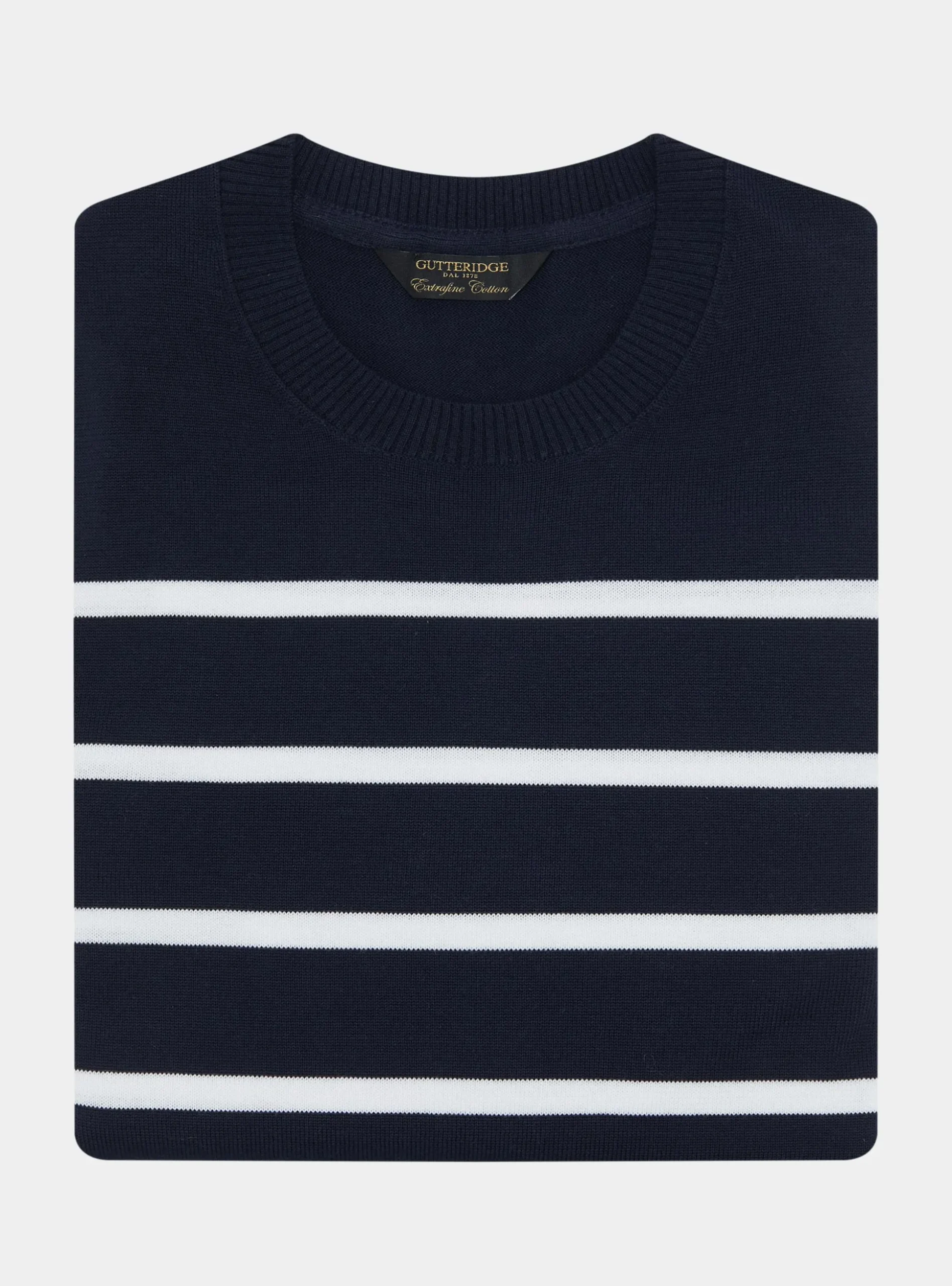 Maglia girocollo in cotone extrafine rigato