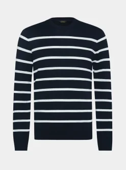 Maglia girocollo in cotone extrafine rigato