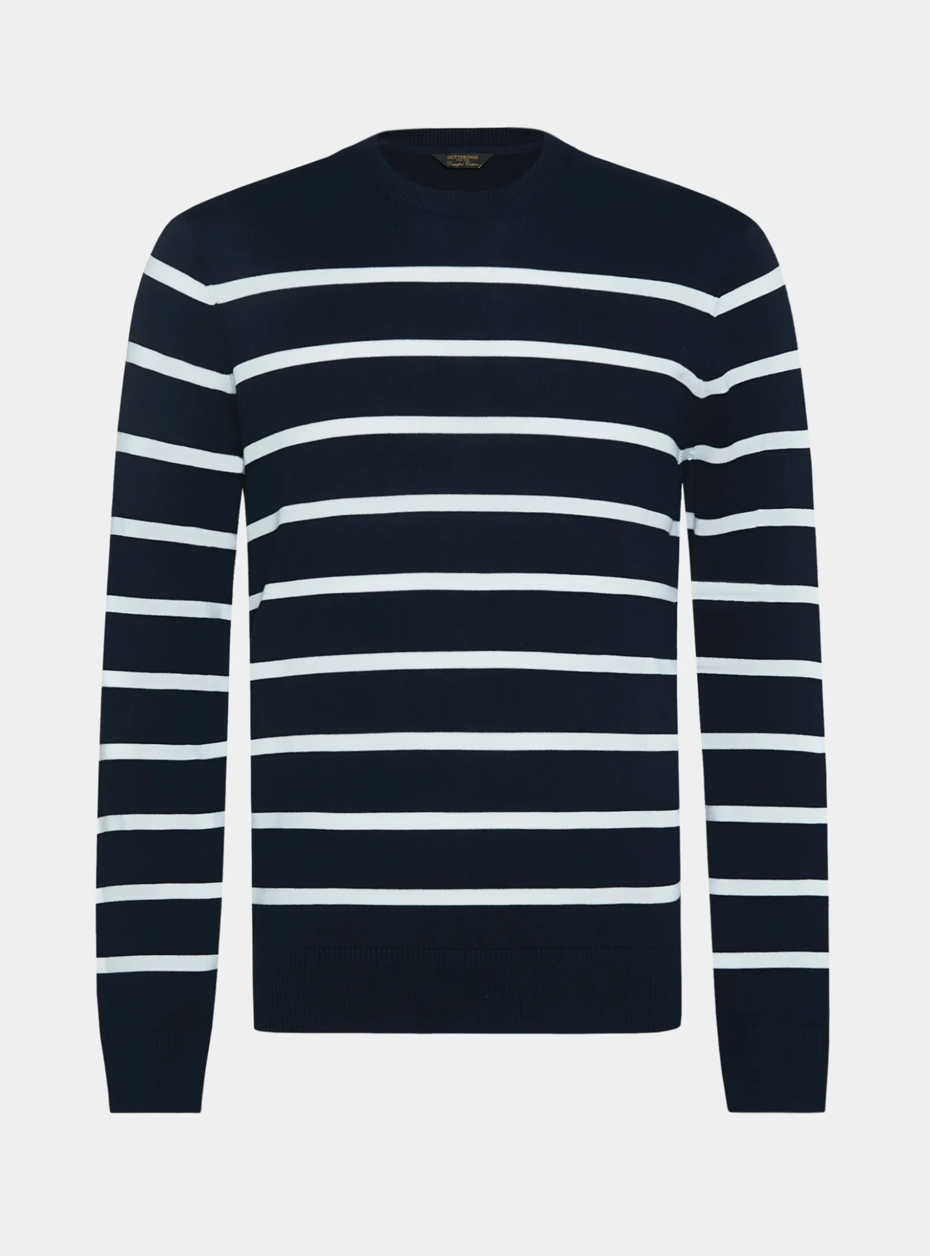 Maglia girocollo in cotone extrafine rigato