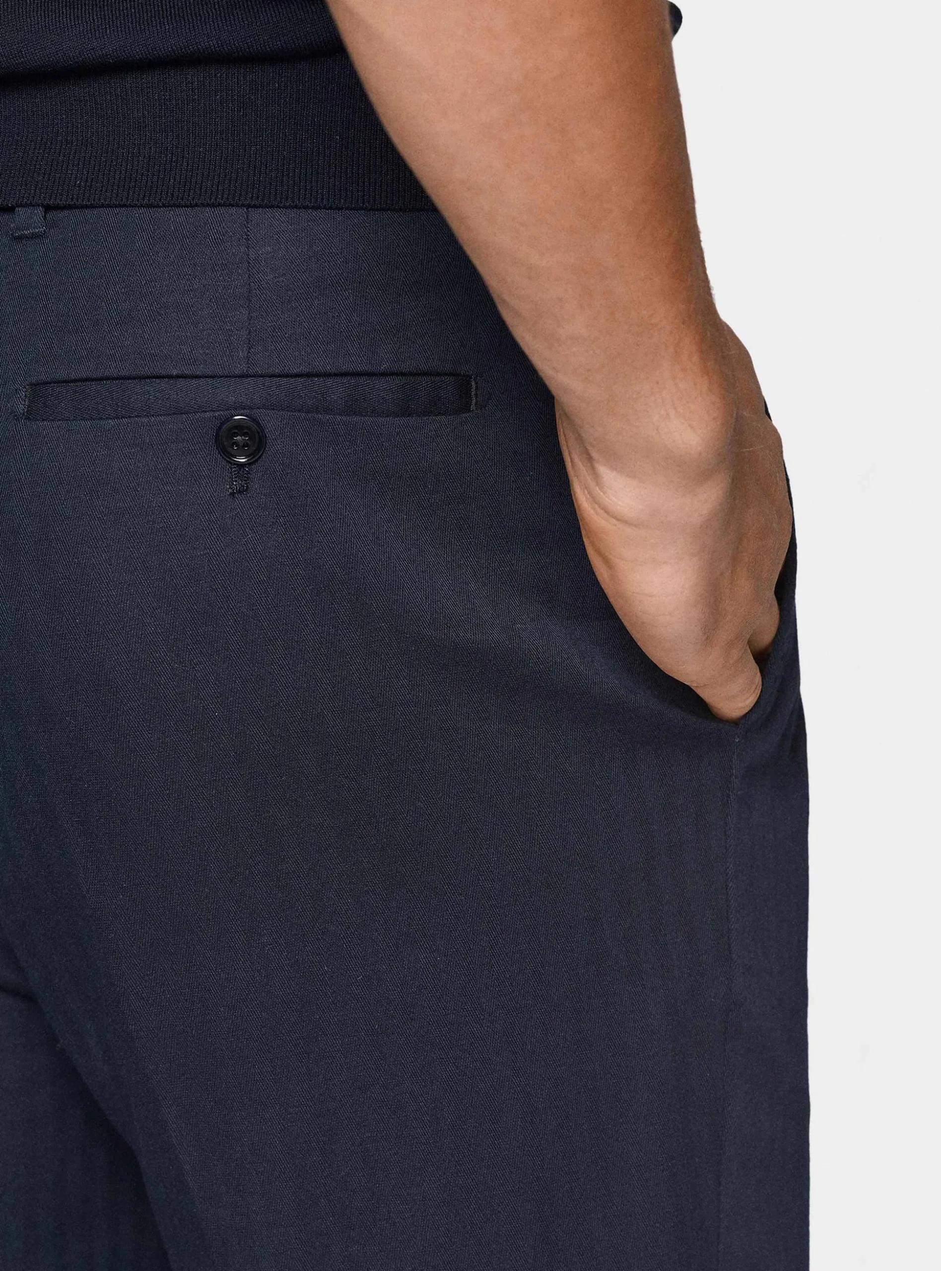Pantaloni abito doppiopetto in cotone e lino