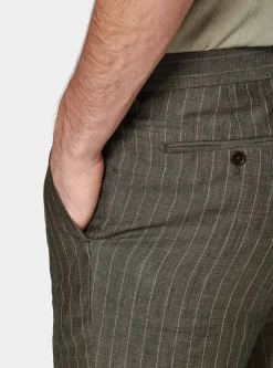Pantaloni abito doppiopetto gessato in lino delav&egrave;