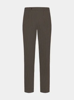 Pantaloni abito doppiopetto gessato in lino delav&egrave;