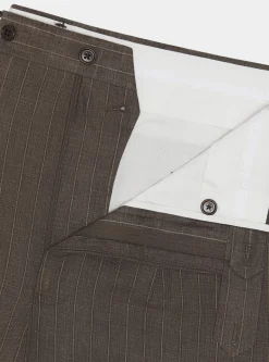 Pantaloni abito doppiopetto gessato in lino delav&egrave;