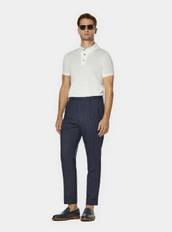 Pantaloni abito doppiopetto in pura lana gessata
