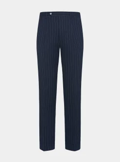 Pantaloni abito doppiopetto in pura lana gessata