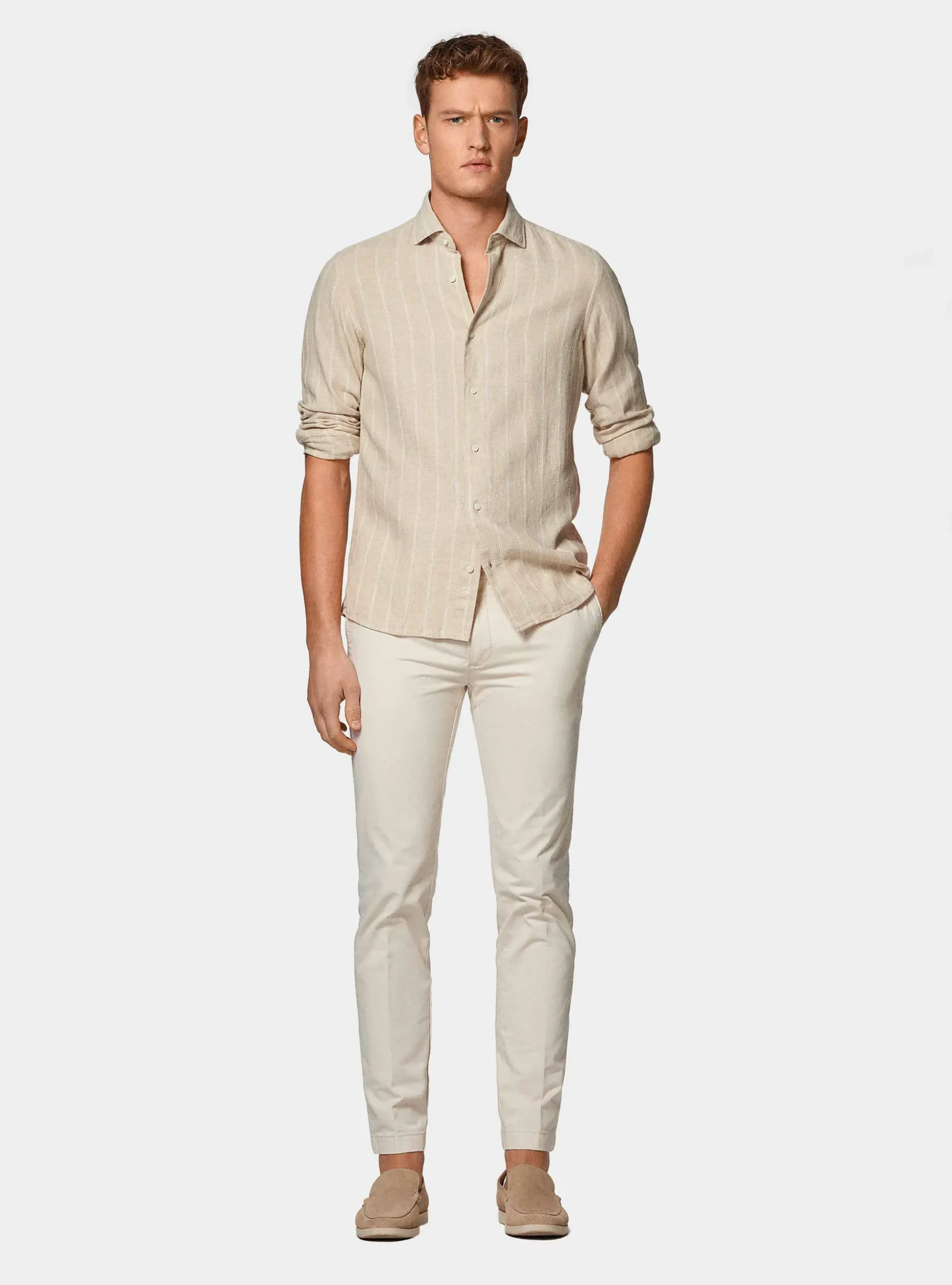 Pantaloni chino slim fit in cotone twill