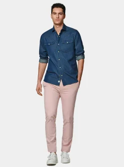 Pantaloni chino slim fit in cotone twill