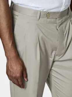 Pantaloni con pince in cotone popeline