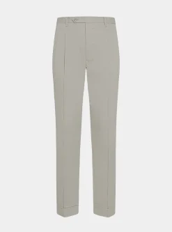 Pantaloni con pince in cotone popeline