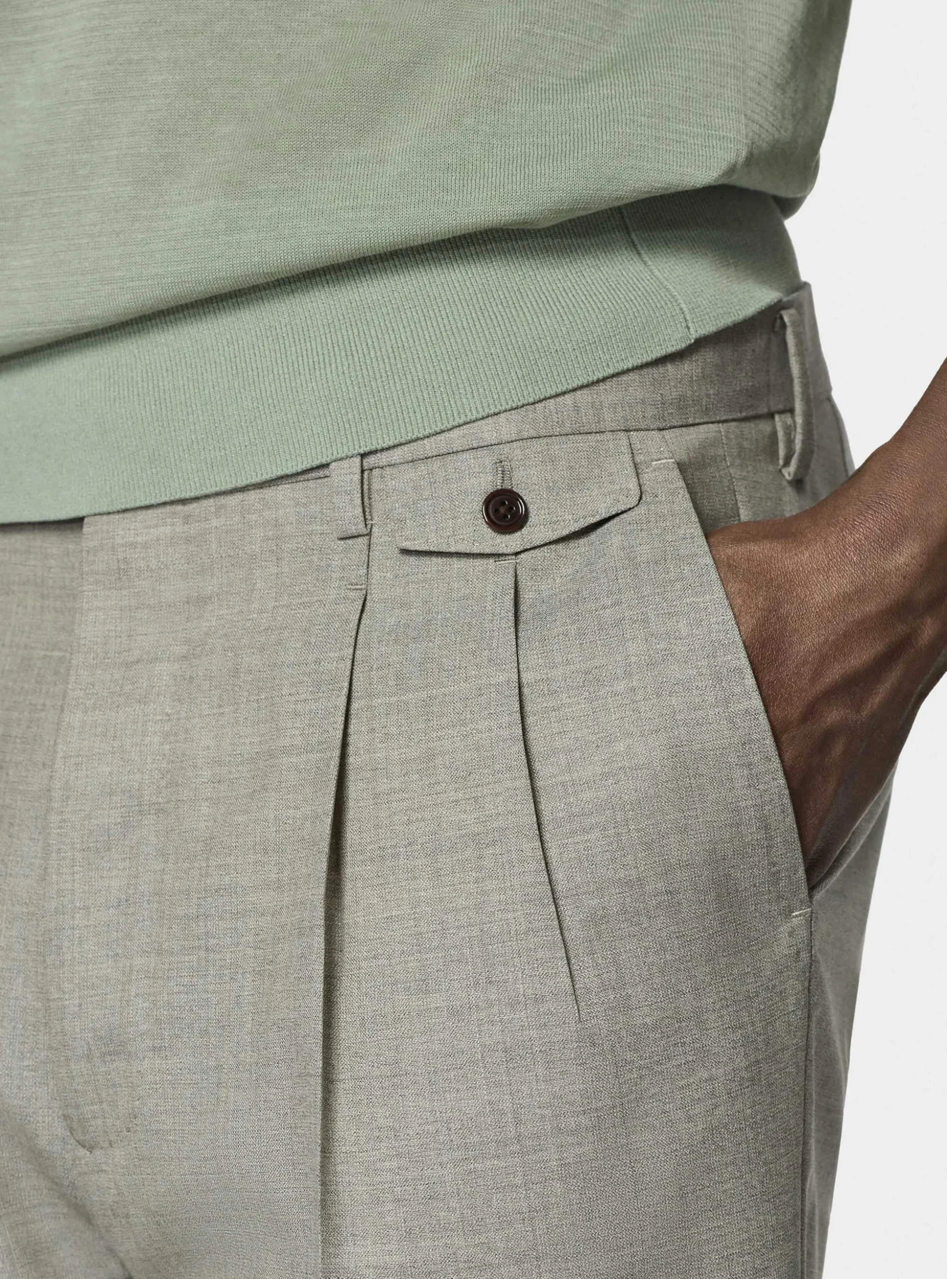Pantaloni doppia pince in pura lana Vitale Barberis Canonico