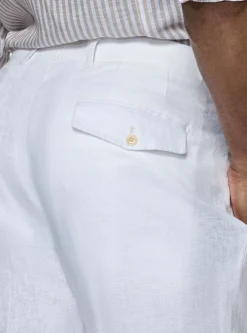 Pantaloni doppia pince in puro lino
