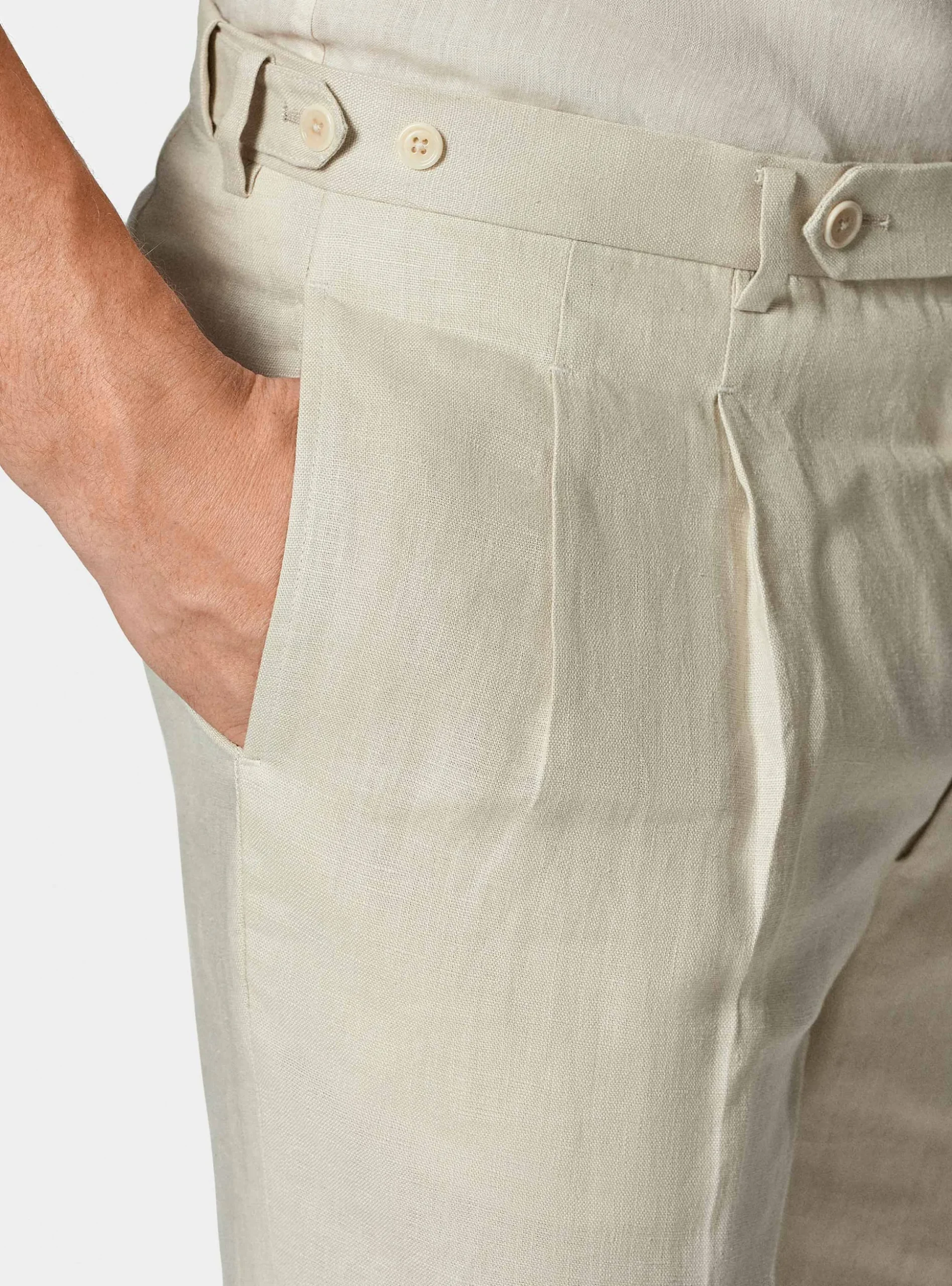 Pantaloni doppia pince in puro lino