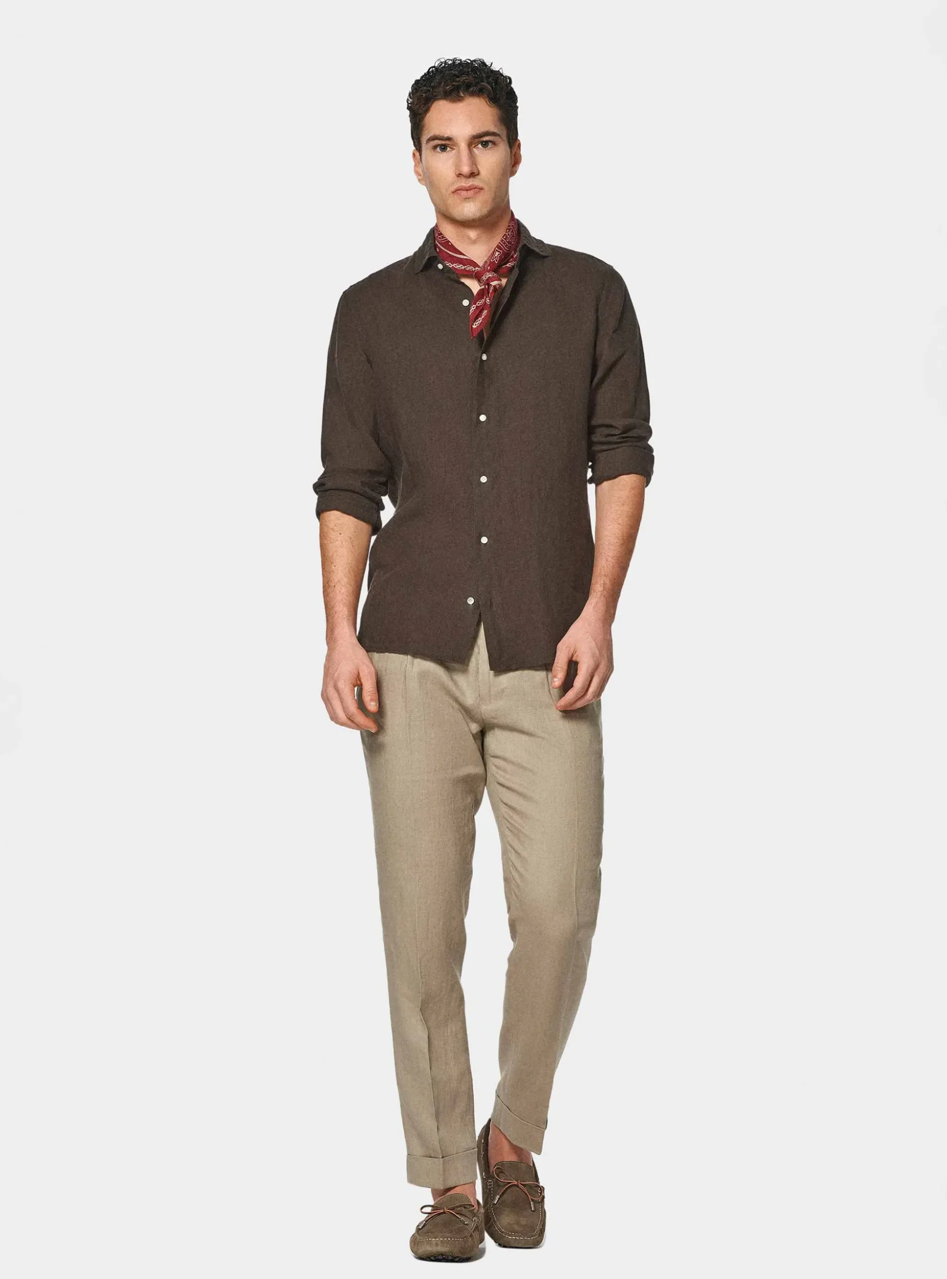 Pantaloni doppia pince in puro lino