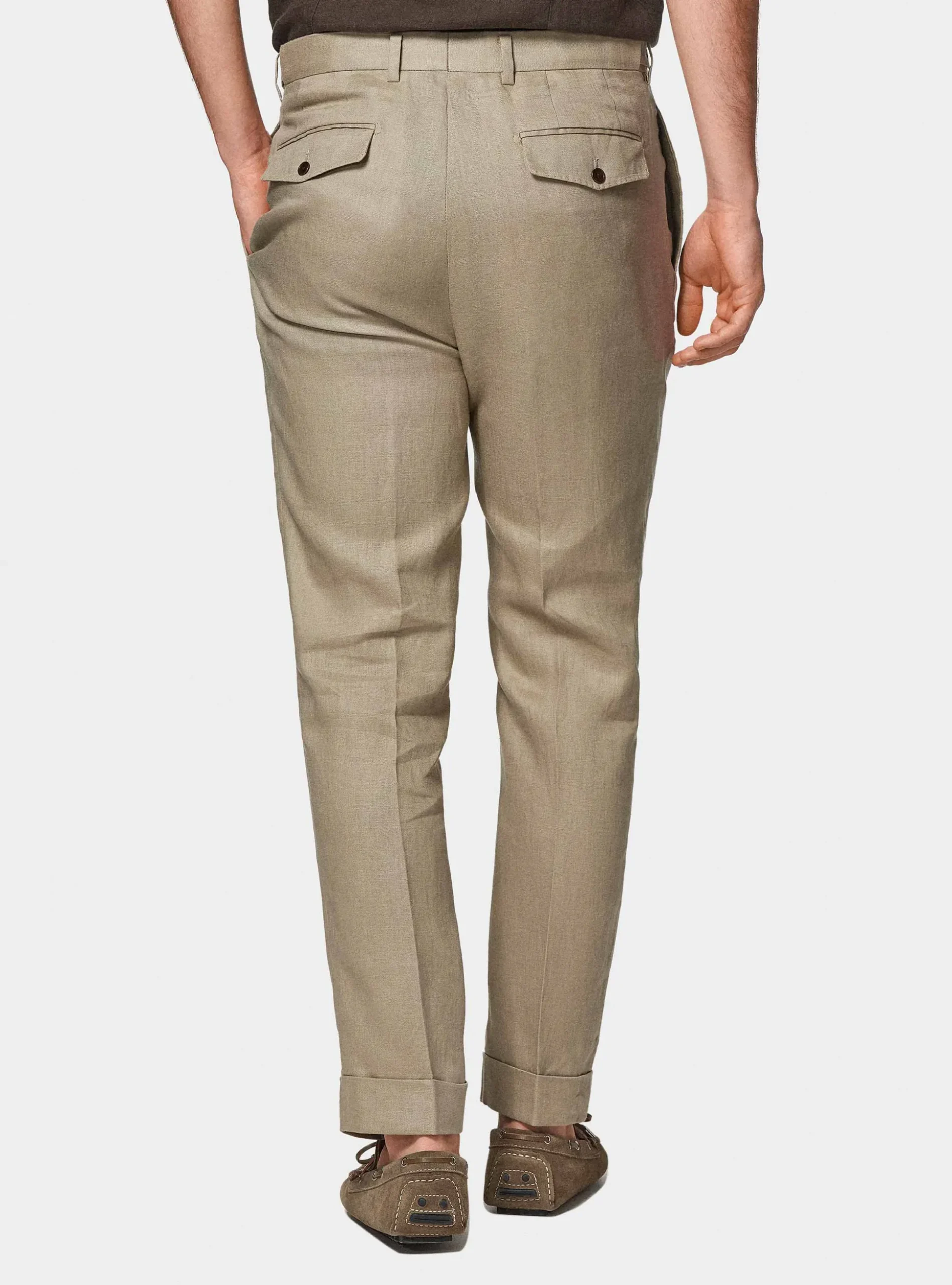 Pantaloni doppia pince in puro lino