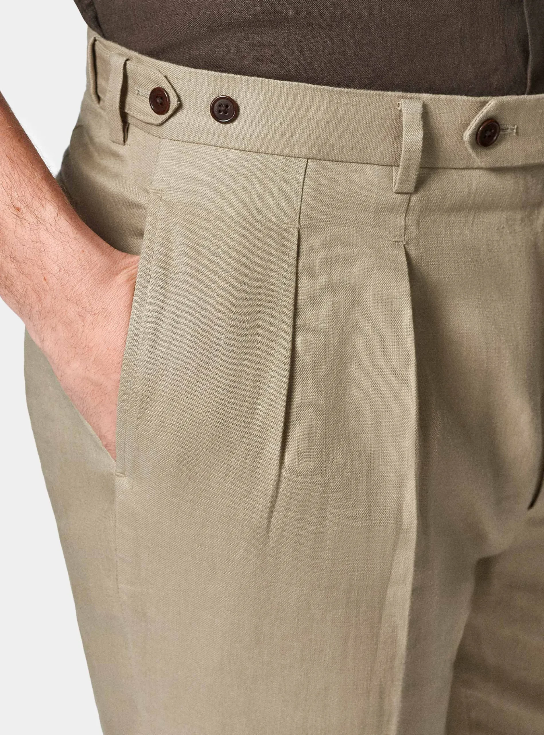 Pantaloni doppia pince in puro lino