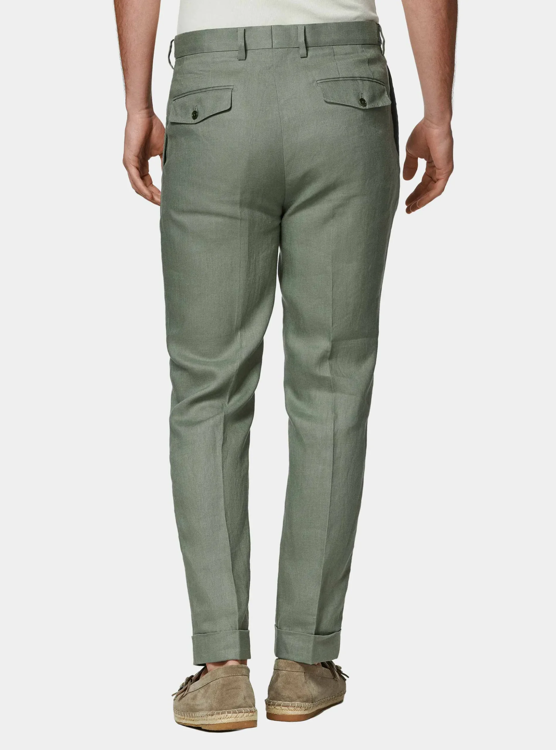 Pantaloni doppia pince in puro lino