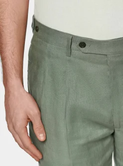 Pantaloni doppia pince in puro lino