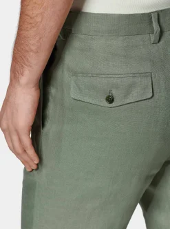 Pantaloni doppia pince in puro lino