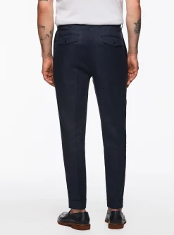 Pantaloni doppia pince in puro lino