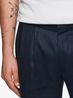 Pantaloni doppia pince in puro lino