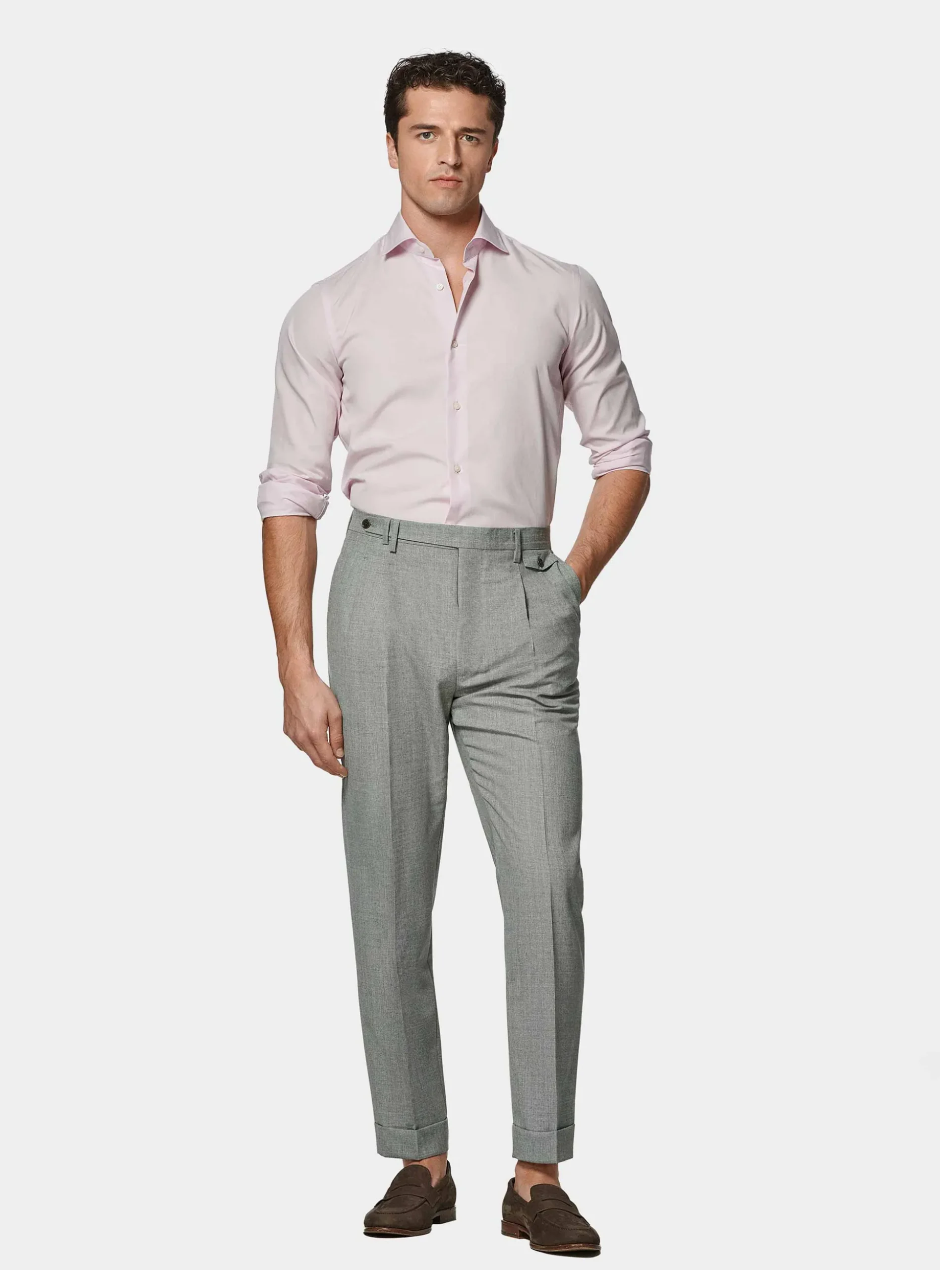 Pantaloni doppia pince in pura lana Vitale Barberis Canonico