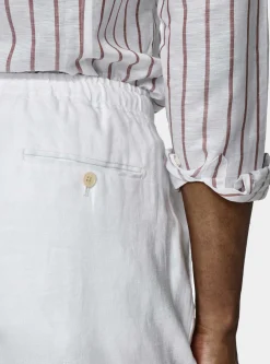 Pantaloni in puro lino con pince e coulisse