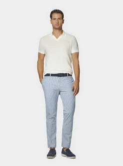 Pantaloni seersucker in misto cotone rigato