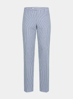 Pantaloni seersucker in misto cotone rigato