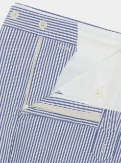 Pantaloni seersucker in misto cotone rigato
