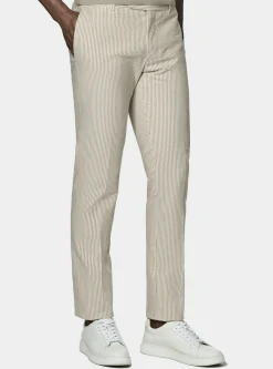 Pantaloni seersucker in misto cotone rigato