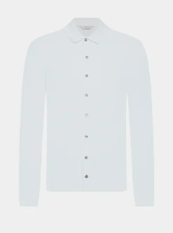 Polo camicia in maglia in cotone e seta