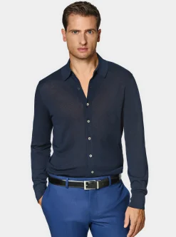 Polo camicia in maglia in cotone e seta