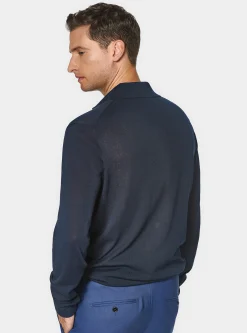 Polo camicia in maglia in cotone e seta