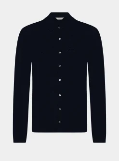 Polo camicia in maglia in cotone e seta