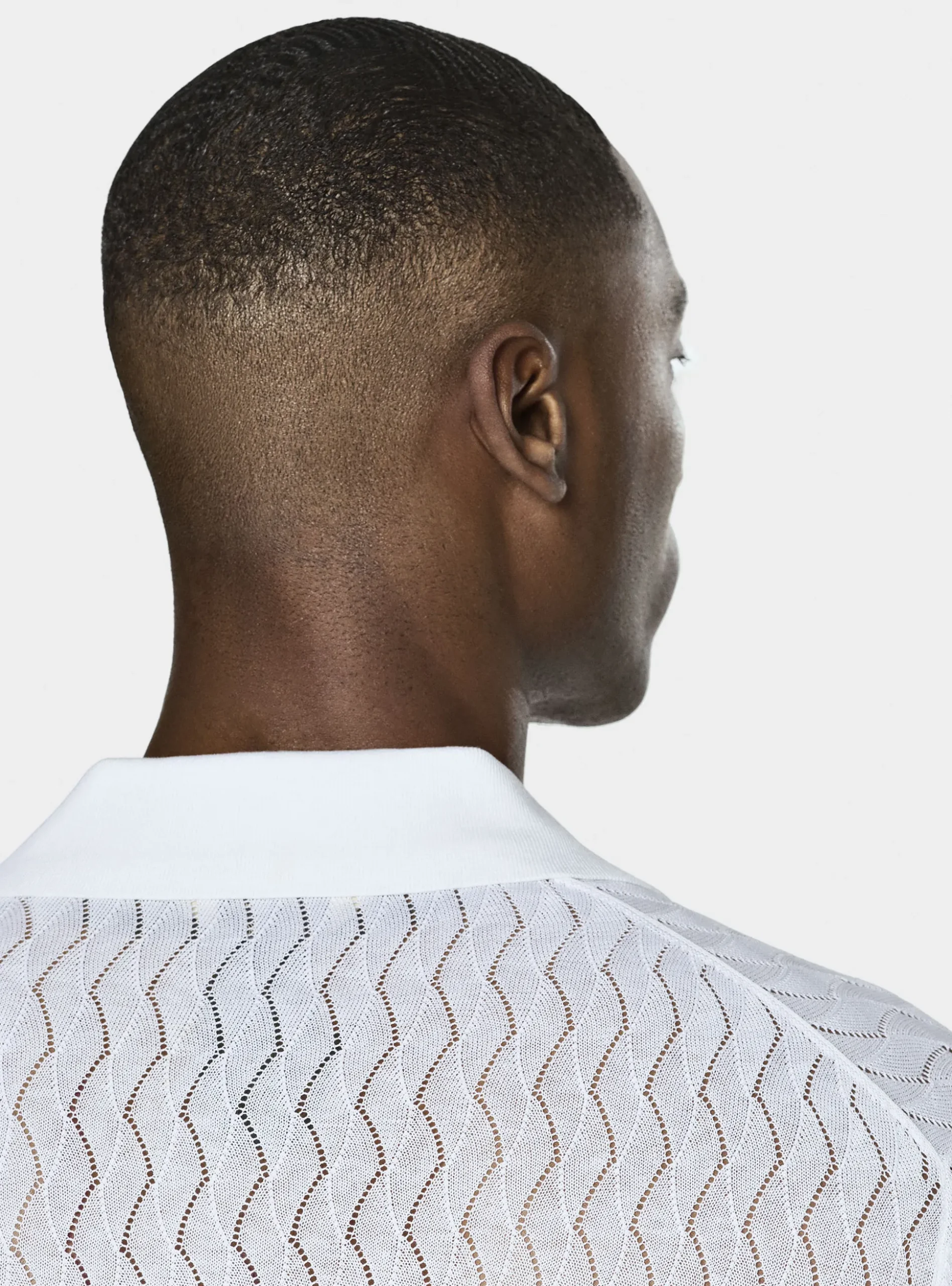 Polo camicia in maglia traforata in cotone e seta
