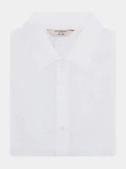 Polo camicia in maglia traforata in cotone e seta