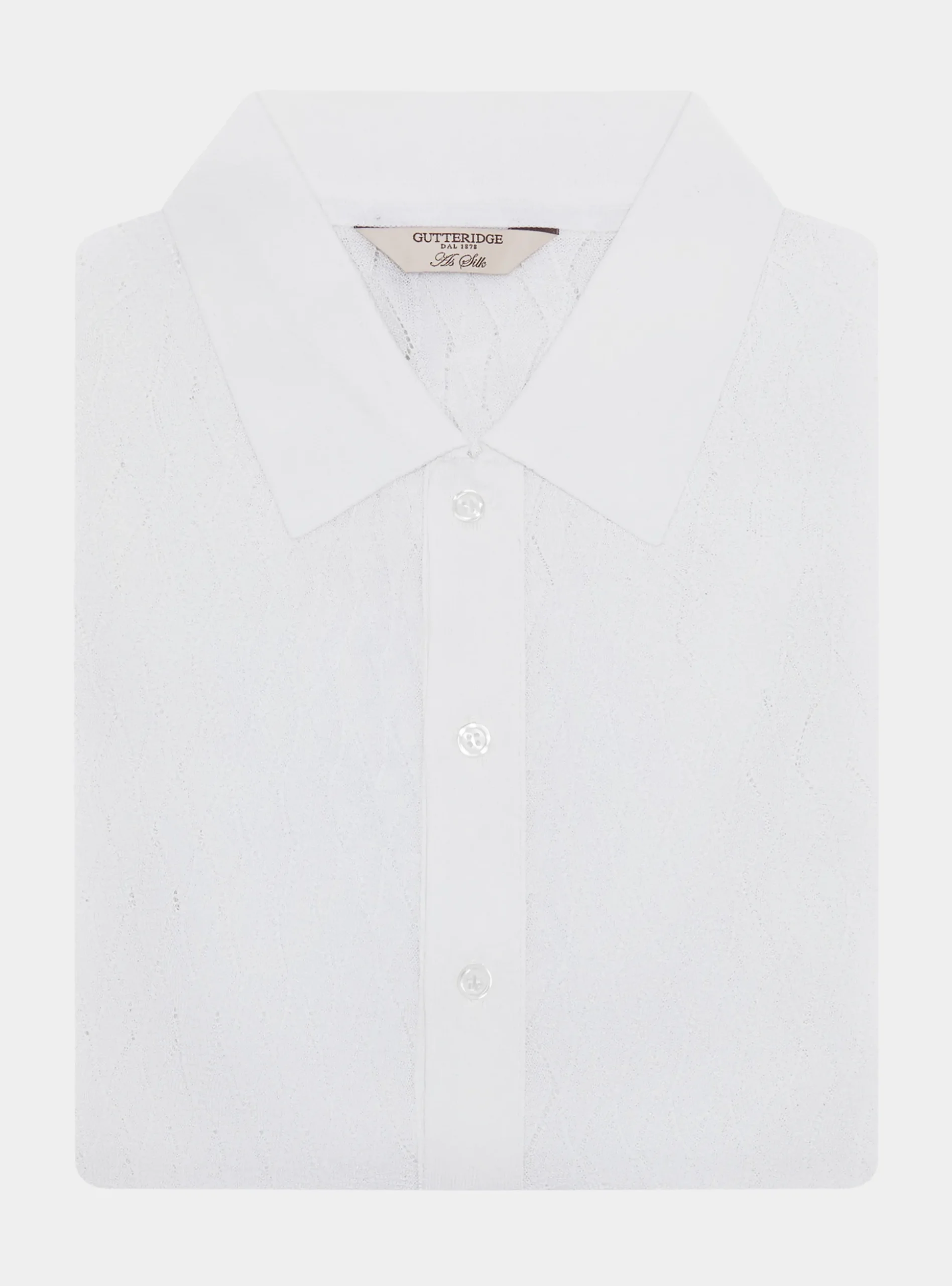 Polo camicia in maglia traforata in cotone e seta