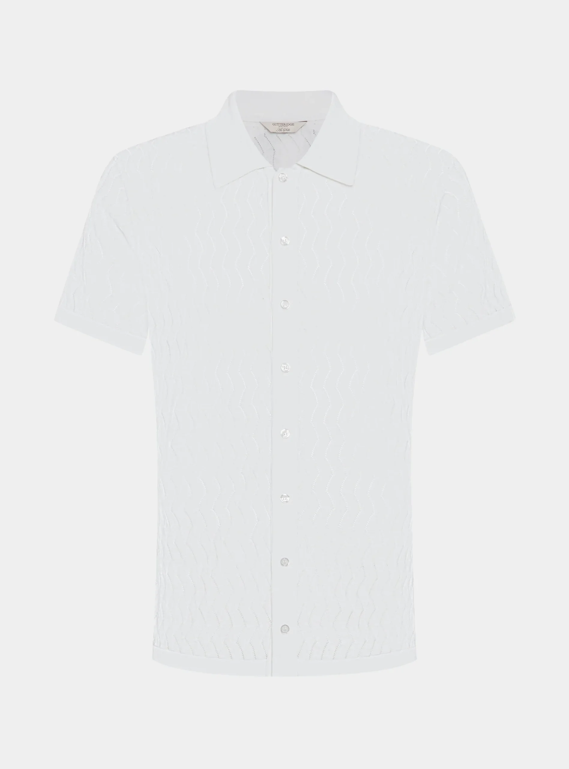 Polo camicia in maglia traforata in cotone e seta