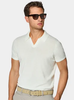 Polo in maglia senza bottoni in cotone extrafine