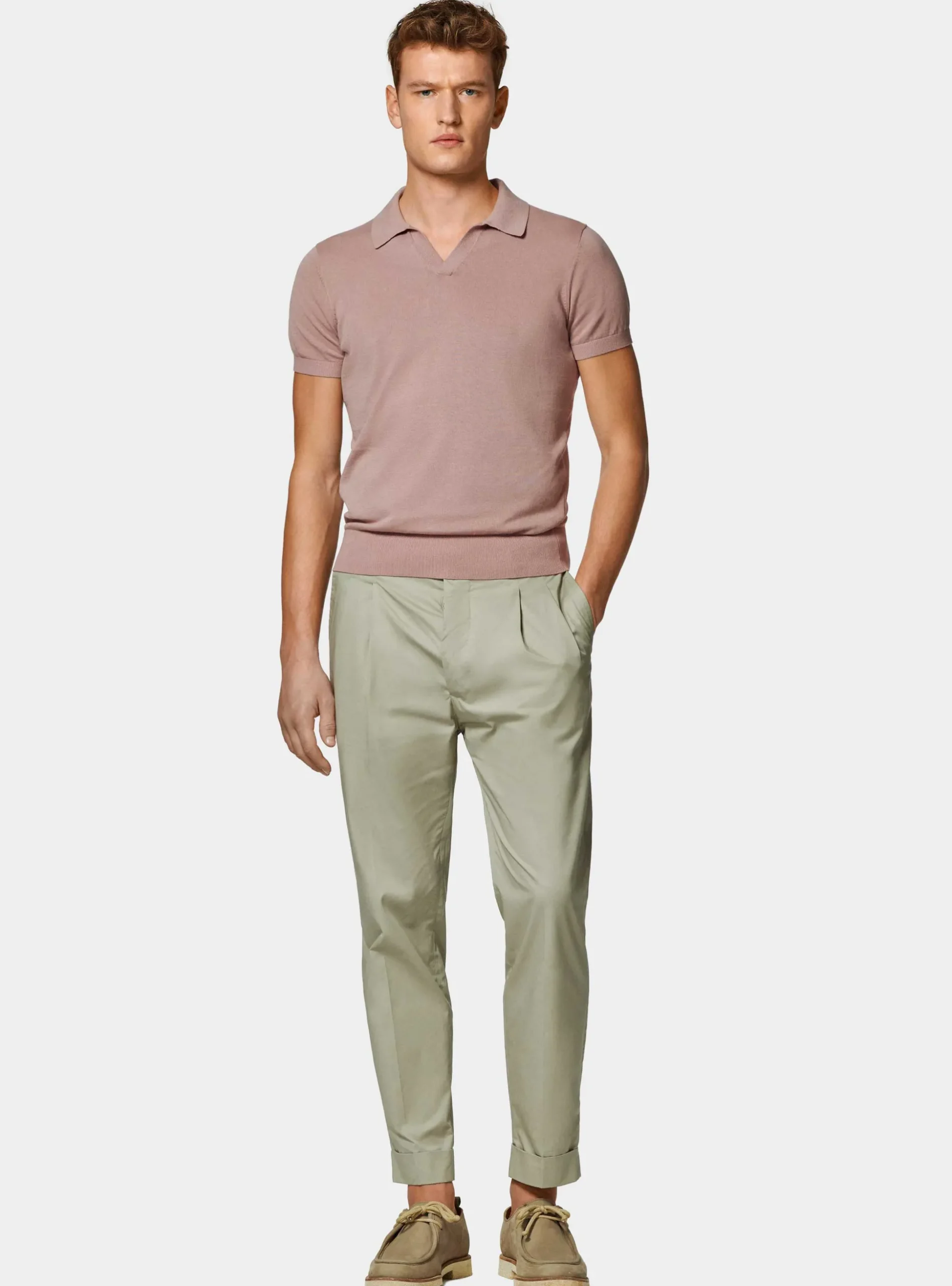 Polo in maglia senza bottoni in cotone extrafine