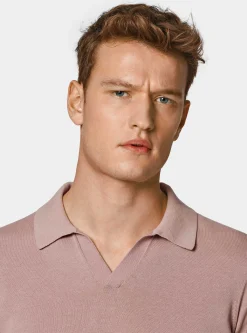 Polo in maglia senza bottoni in cotone extrafine